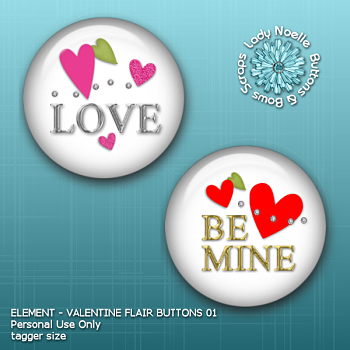 Lady Noelle - Element Valentine Flair Buttons 01
