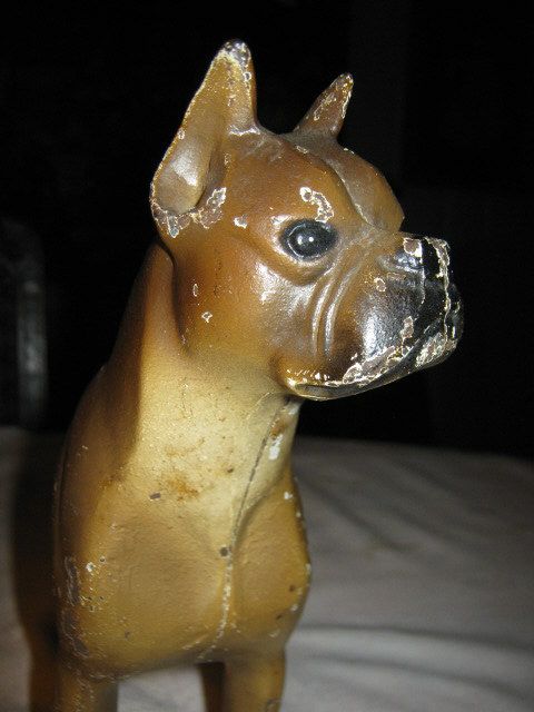 metal boxer dog statue