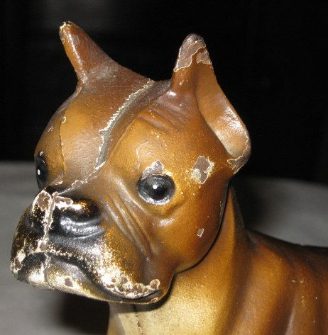 metal boxer dog statue