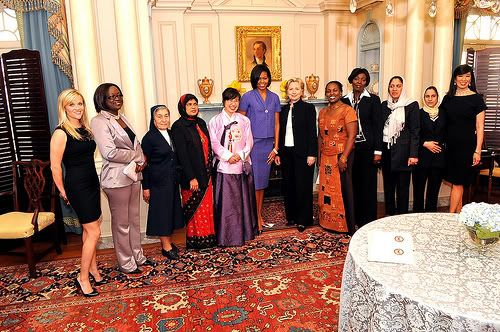 Secretary Clinton and First Lady Michelle Obama With 2010 IWOC Honorees and Guests