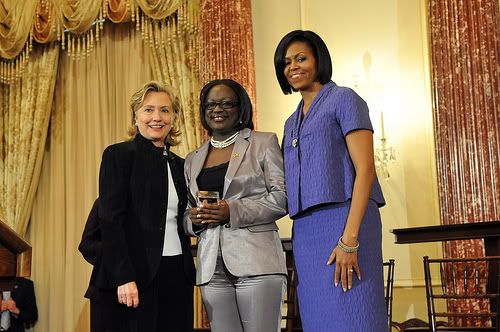 Secretary Clinton With First Lady Michelle Obama and Jestina Mukoko