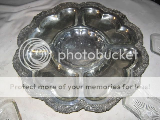 ANTIQUE SILVERPLATE LAZY SUSAN FOOD BUFFET KITCHEN PARTY PLATTER GLASS 