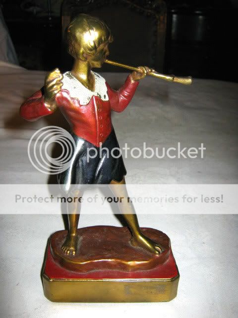 ANTIQUE ARMOR BRONZE FLUTE GIRL MUSIC ART SCULPTURE STATUE BOOK DESK 