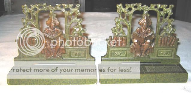 ANTIQUE ARTS CRAFTS THAI SCHOOL TEACHER BOOKENDS CAST IRON BUDDHA 