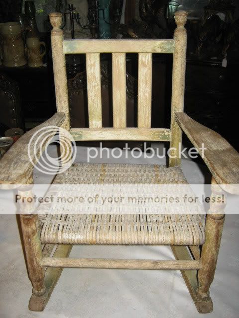 Antique Primitive Farm Wood Childs Boy Girl Baby Acorn Rocking Chair Country Art