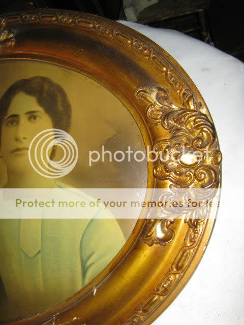 ANTIQUE WOOD GOLD CONVEX GLASS ART PHOTO PICTURE FRAME  