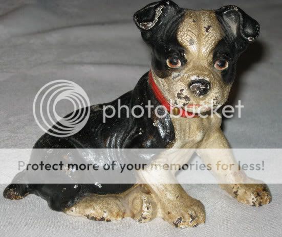 "Best " Antique Hubley Cast Iron Boston Terrier Puppy Dog Art Statue Doorstop