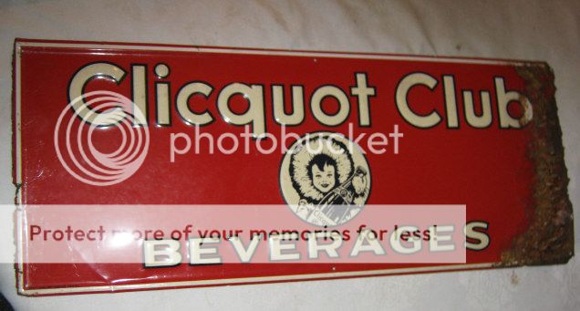 Antique Clicquot Club Eskimo Girl Beverage Soda Art Advertising Bottle Tin Sign