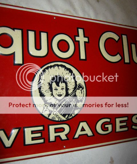 Antique Clicquot Club Eskimo Girl Beverage Soda Art Advertising Bottle Tin Sign