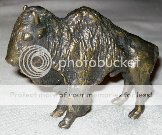 Antique Solid Bronze Art Sculpture Indian Bison Buffalo Statue Paperweight