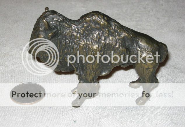 Antique Solid Bronze Art Sculpture Indian Bison Buffalo Statue Paperweight