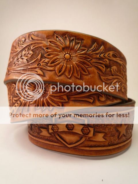 Leather Belt. Hand made, Tooled & Carved Western Style  